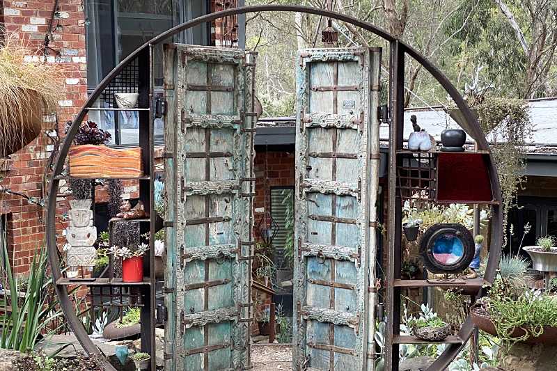 Reclaimed metal moon gates in Australia