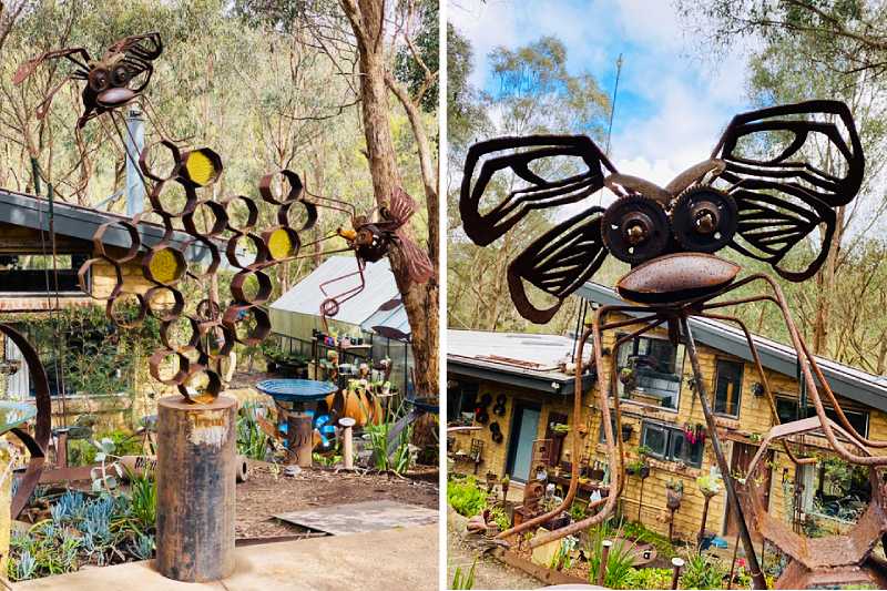 Gorgeous reclaimed metal bee glass sculpture in Melbourne, Australia