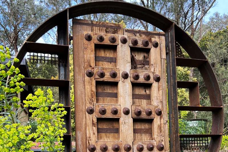 Moon gates made from secondhand materials by Tread Sculptures