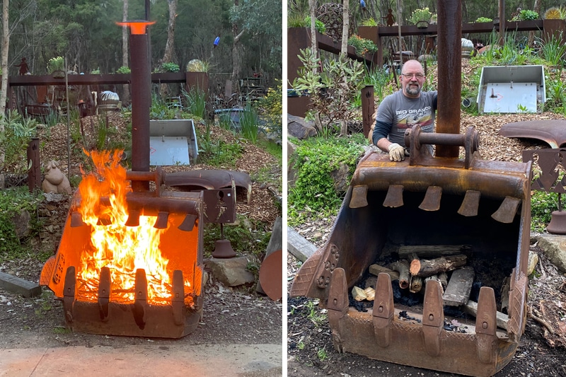 The Hungry Fire Pit, reclaimed steel by Tread Sculptures, Melbourne