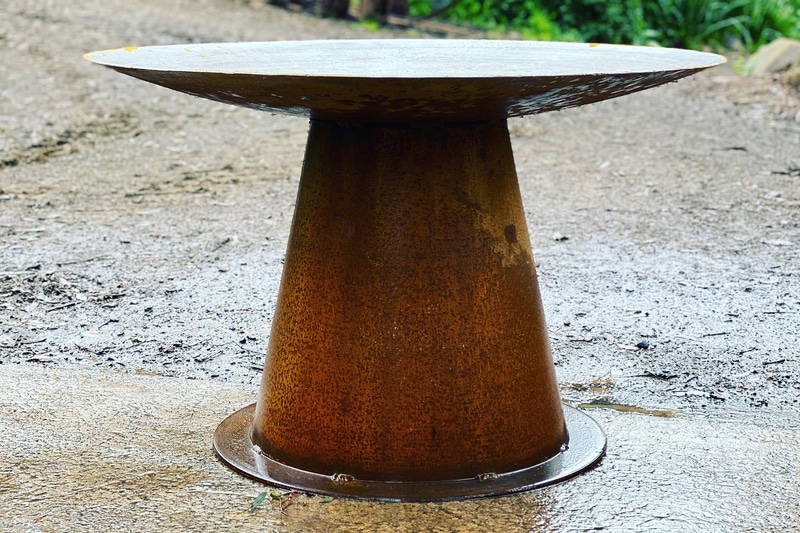 Reclaimed Steel Mushroom Fire Pit by Tread Sculptures, Melbourne