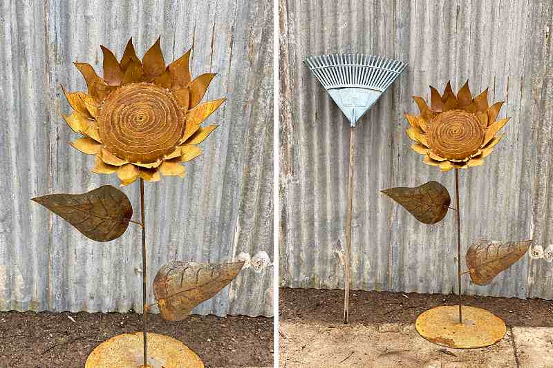 Reclaimed metal sunflower in Melbourne, Australia