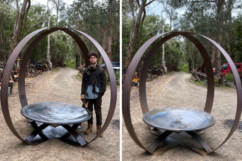 Firepit made from reclaimed materials Tread Sculptures