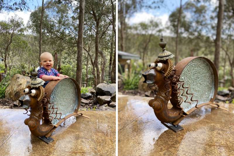 Gorgeous snail sculpture made from secondhand materials