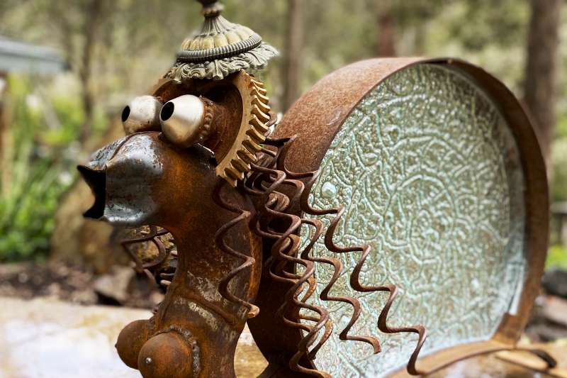 Gorgeous snail sculpture made from secondhand materials