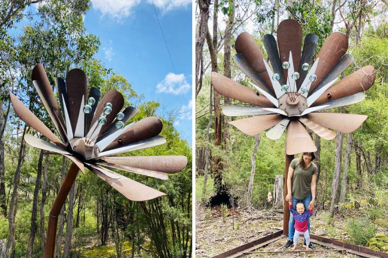 Handmade metal ground flower sculpture