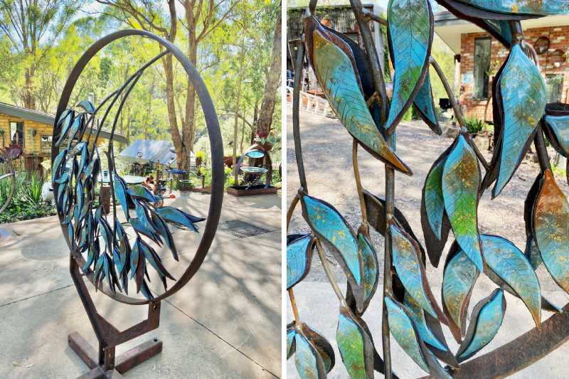 Leaves sculpture made from reclaimed metal