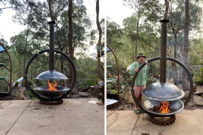 Handmade metal firepit by Tread Sculptures in Melbourne, Australia