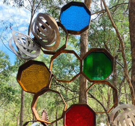 Scrap metal glass sculpture made from recycled materials in Melbourne, Australia