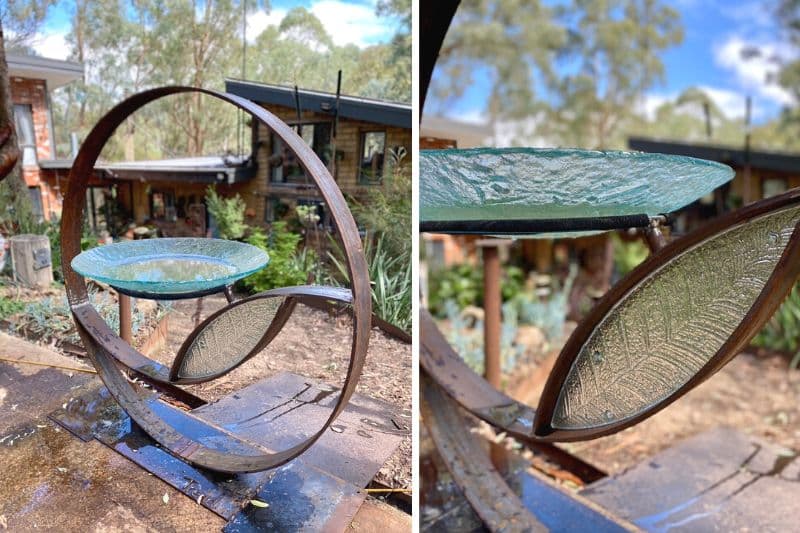 Upcycled birdbath in Melbourne, Australia