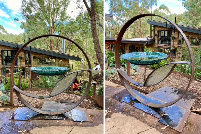 Upcycled birdbath in Melbourne, Australia