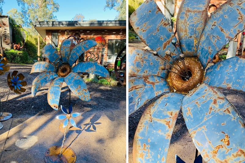 Reclaimed metal flower sculpture