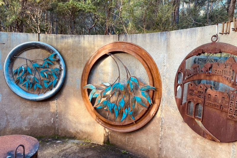 A collaborative wall piece from steel and glass.