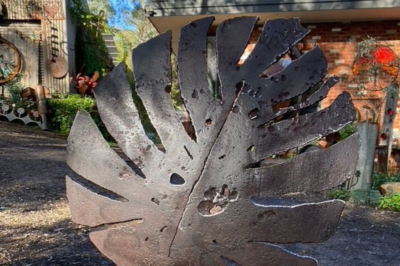 Handcut metal monstera sculpture in Melbourne, Australia