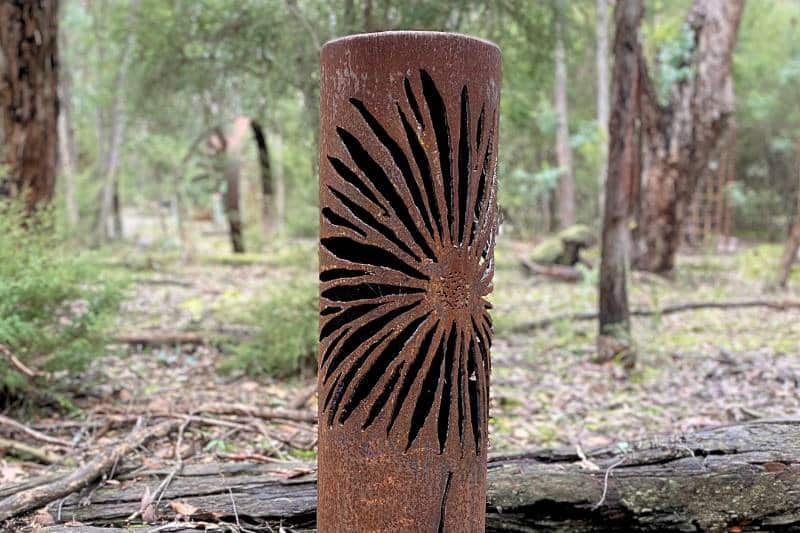 Rustic metal bollard handmade from recycled materials by Tread Sculptures in Melbourne, Australia