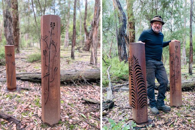 Recycled metal bollard handmade by Tread Sculptures in Melbourne, Australia