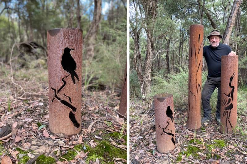 Recycled metal raven bollard designed by Linda MacAulay in Melbourne, Australia