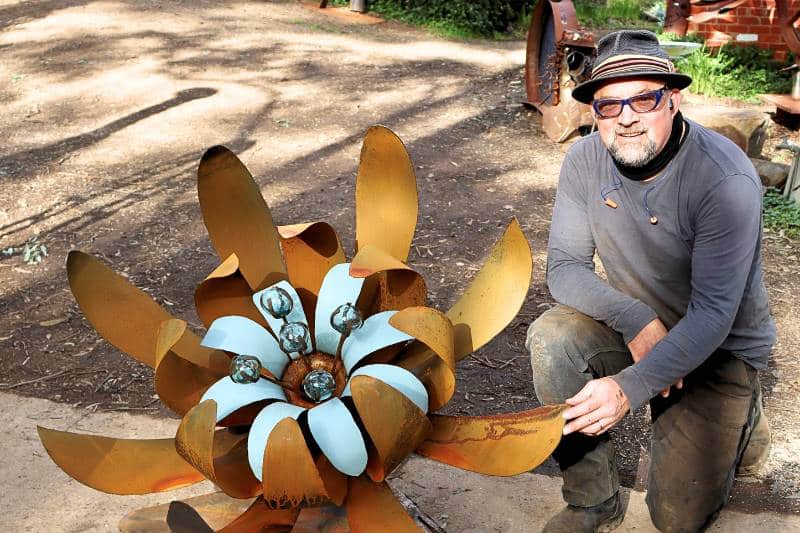 Handmade metal flower sculpture