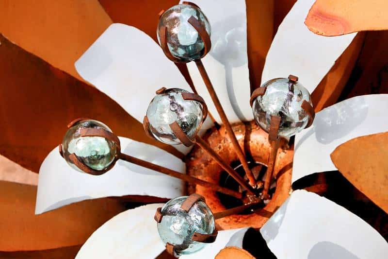 Handmade metal flower sculpture