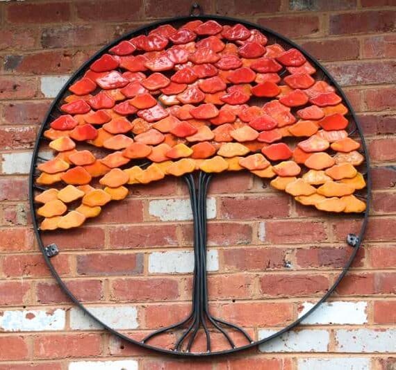 Autumn glass cut flower sculpture