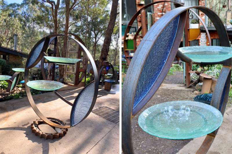 Gorgeous recycled twin peaks birdbath in Melbourne, Australia