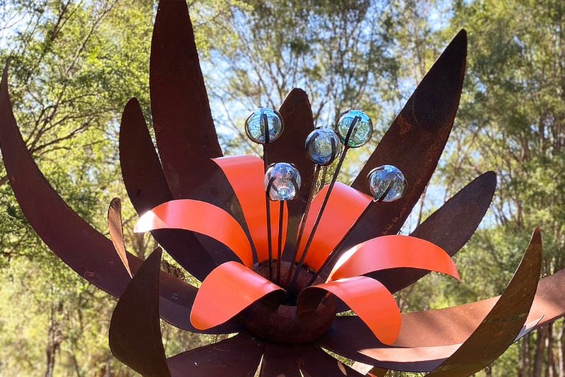 Reclaimed metal flower sculpture
