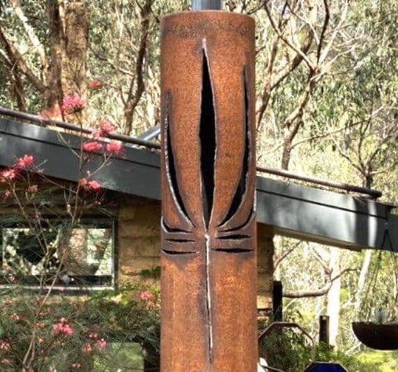 Large metal bollard in Melbourne, Australia