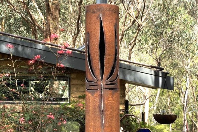 Large metal bollard in Melbourne, Australia