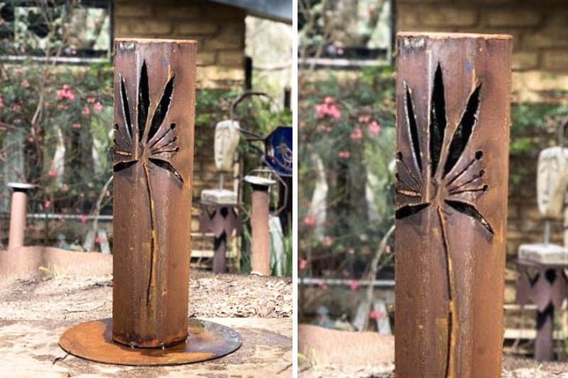 Small protea bollard made from recycled metal