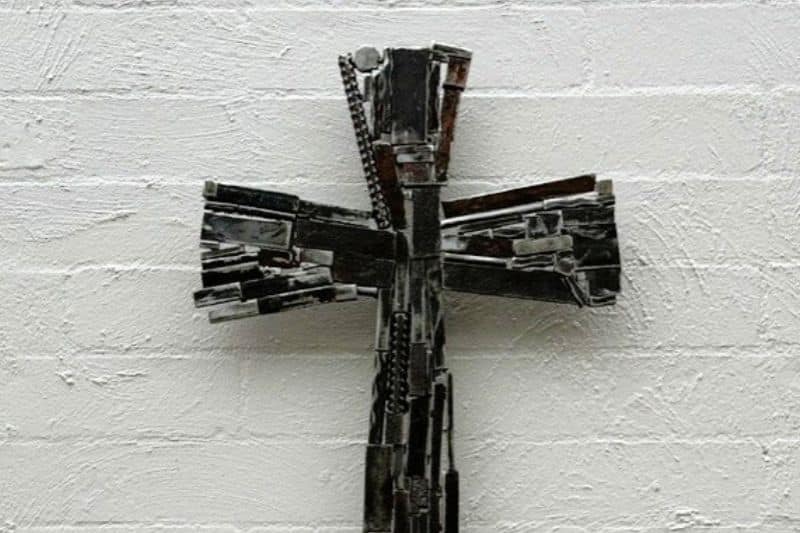 Reclaimed steel Celtic cross by Tread Sculptures in Melbourne, Australia