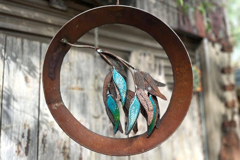 Handmade hanging steel sprig by Tread Sculptures in Melbourne, Australia