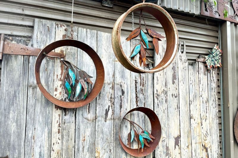 Hanging metal sprig sculpture for any outdoor space