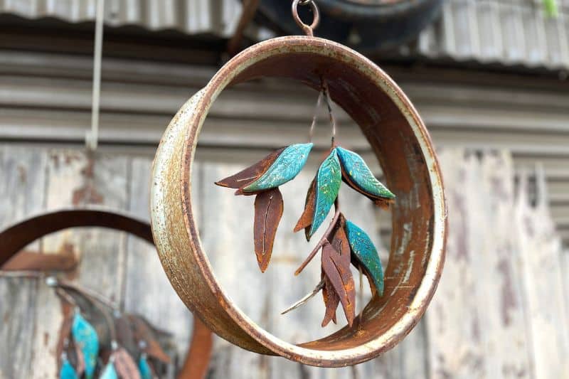 Hanging metal sprig sculpture for any outdoor space