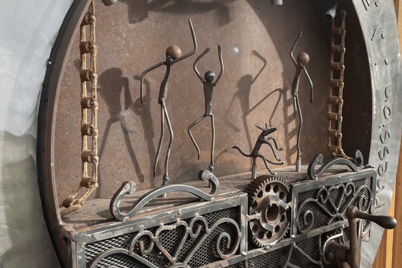 Movement and music scrap metal sculpture